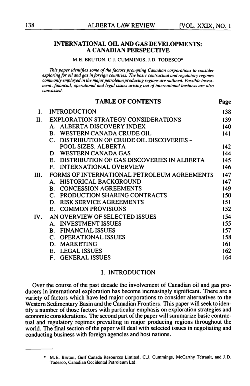 International Oil and Gas Developments: a Canadian