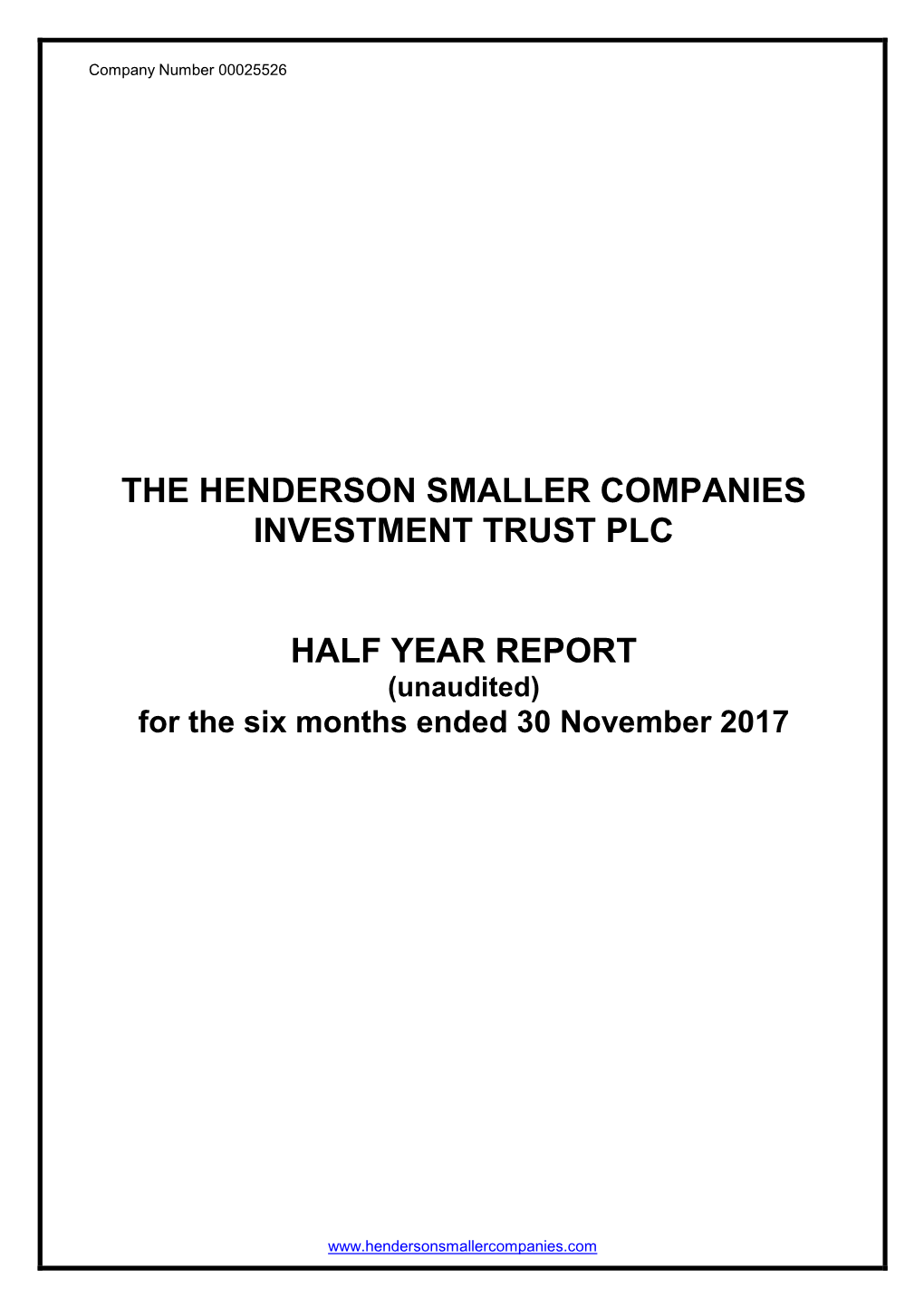 The Henderson Smaller Companies Investment Trust Plc