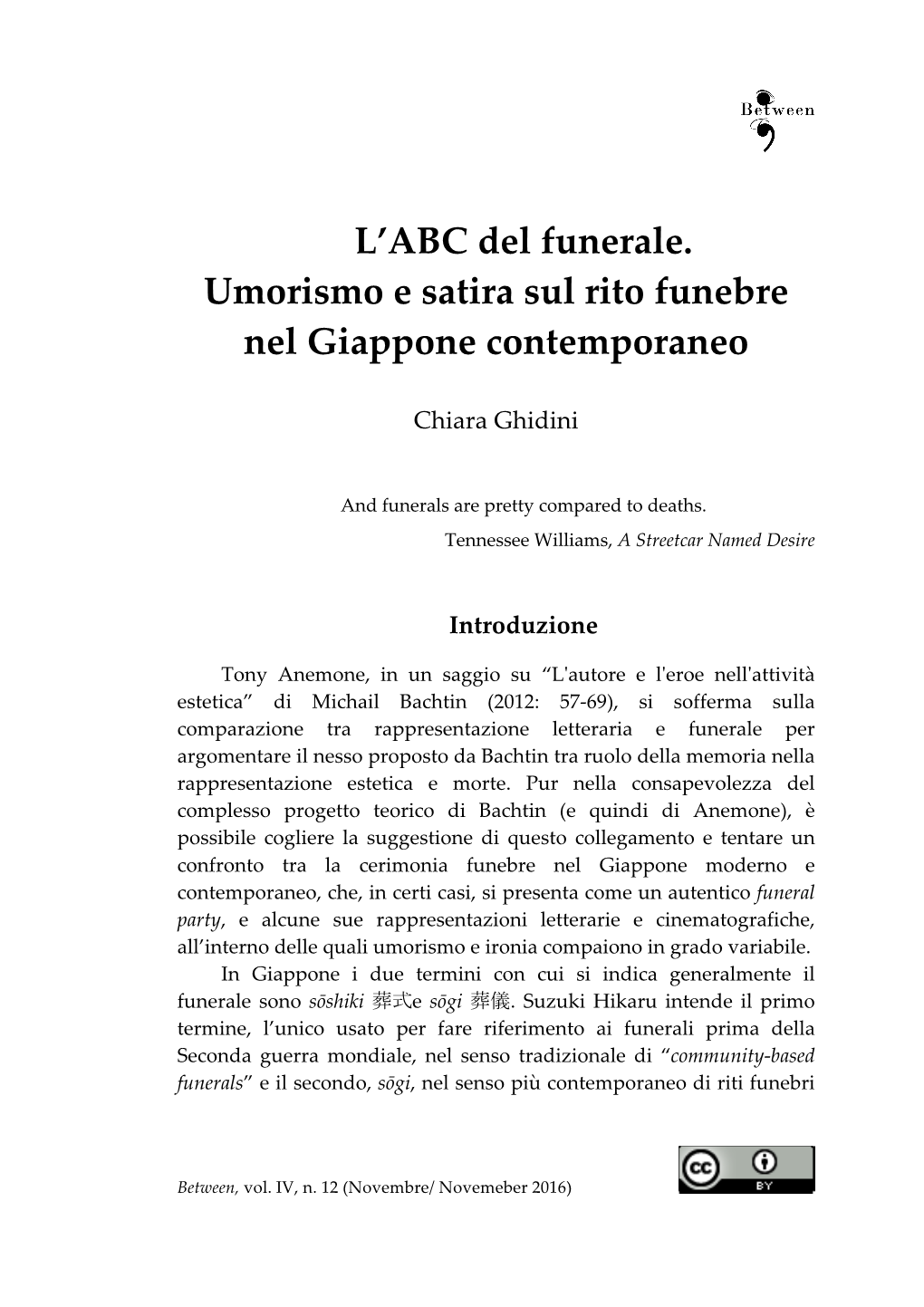 L'abc Del Funerale. Umorismo E Satira Sul Rito Funebre Nel Giappone Contemporaneo