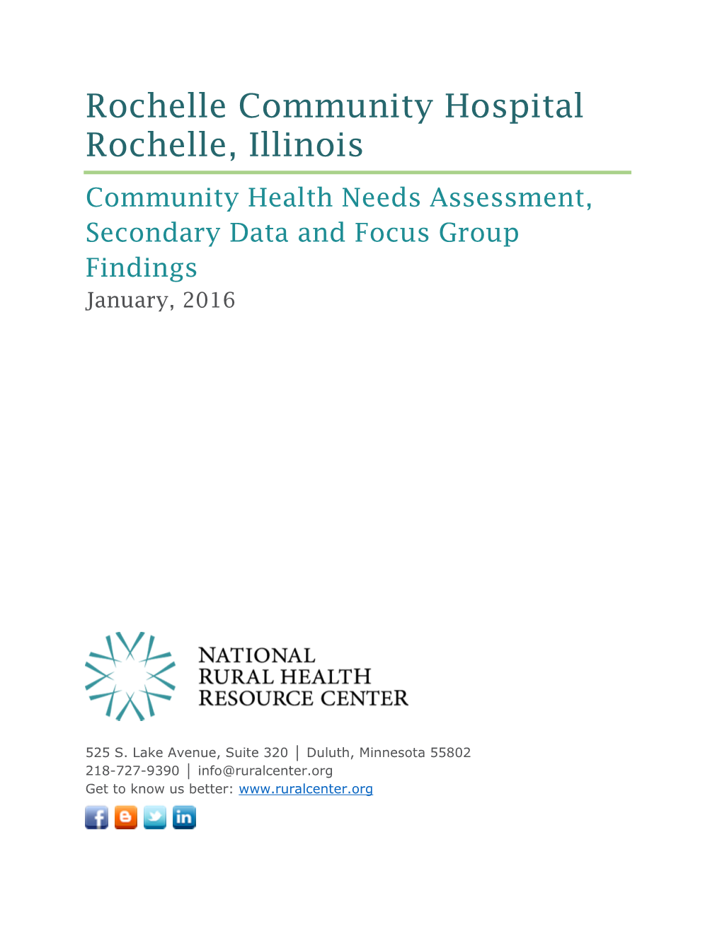 RCH 2015 Health Needs Assessment