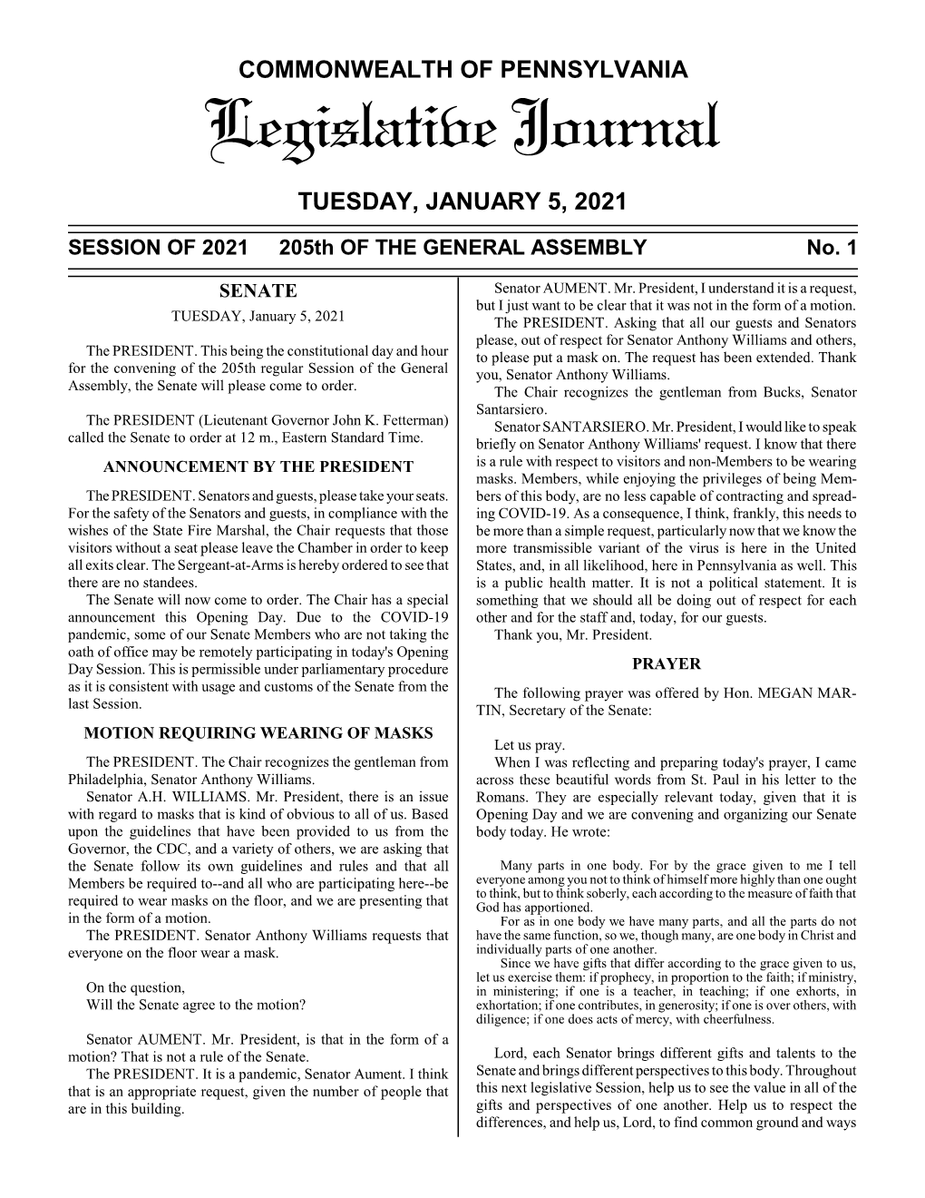 Legislative Journal