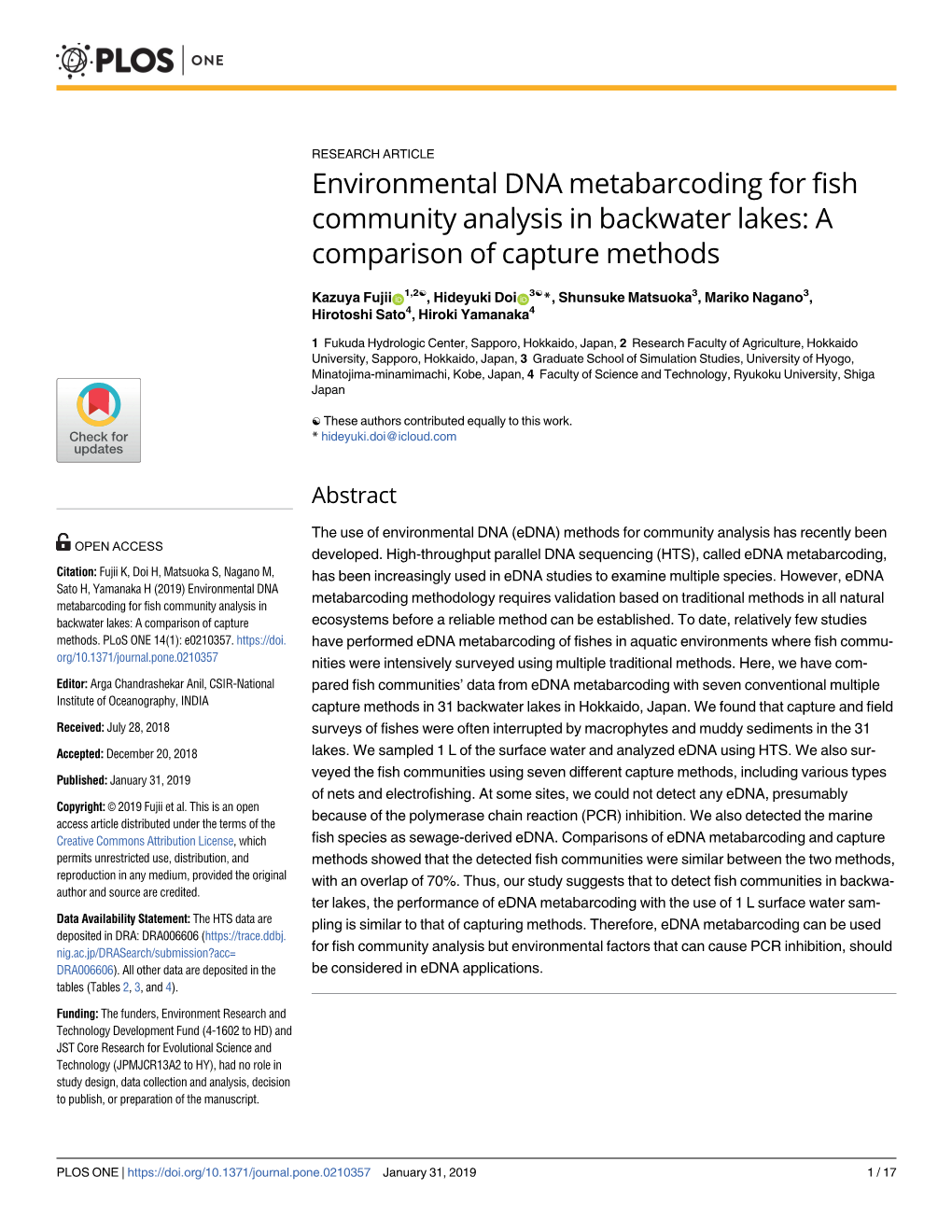 Environmental DNA Metabarcoding for Fish Community Analysis in Backwater Lakes: a Comparison of Capture Methods