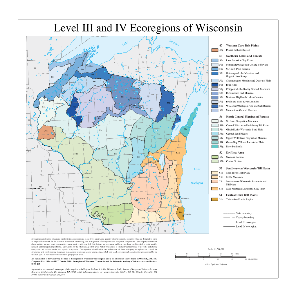 Level III and IV Ecoregions of Wisconsin