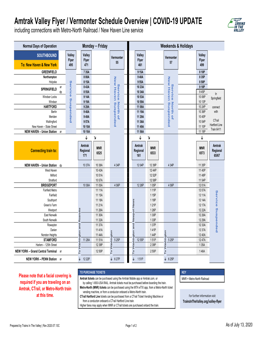 Valley Flyer Vermonter Schedule Overview