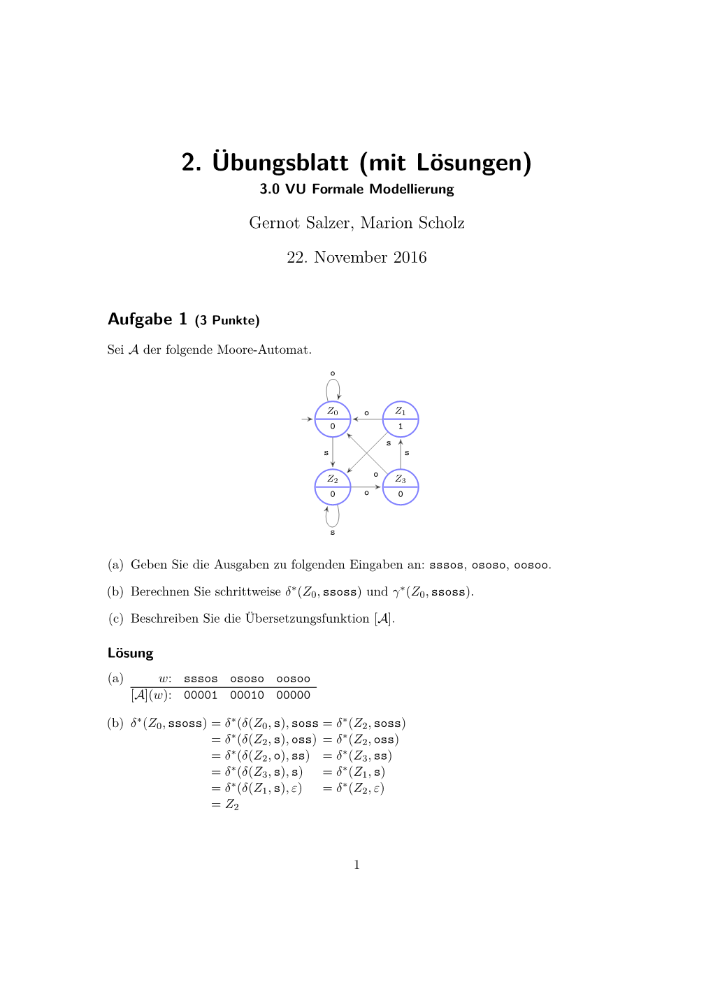 2. Übungsblatt (Mit Lösungen) 3.0 VU Formale Modellierung