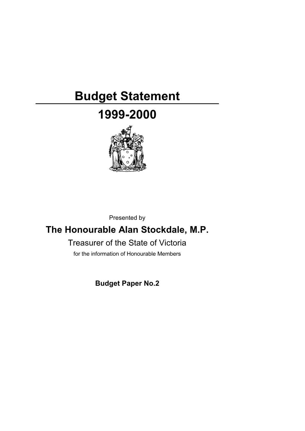 Budget Statement 1999-2000