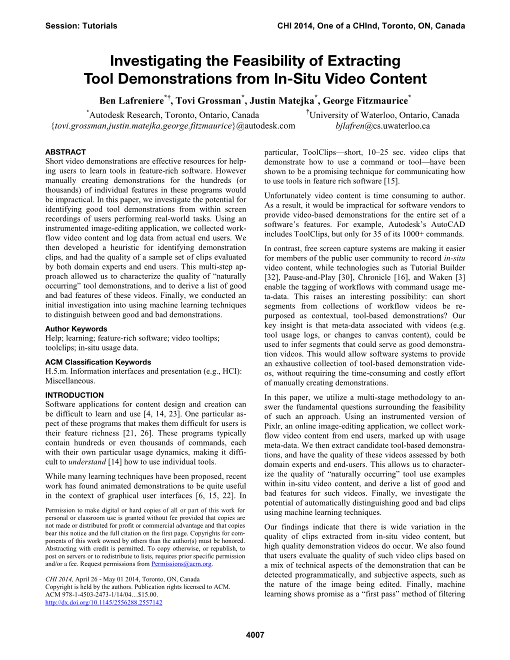 Investigating the Feasibility of Extracting Tool Demonstrations