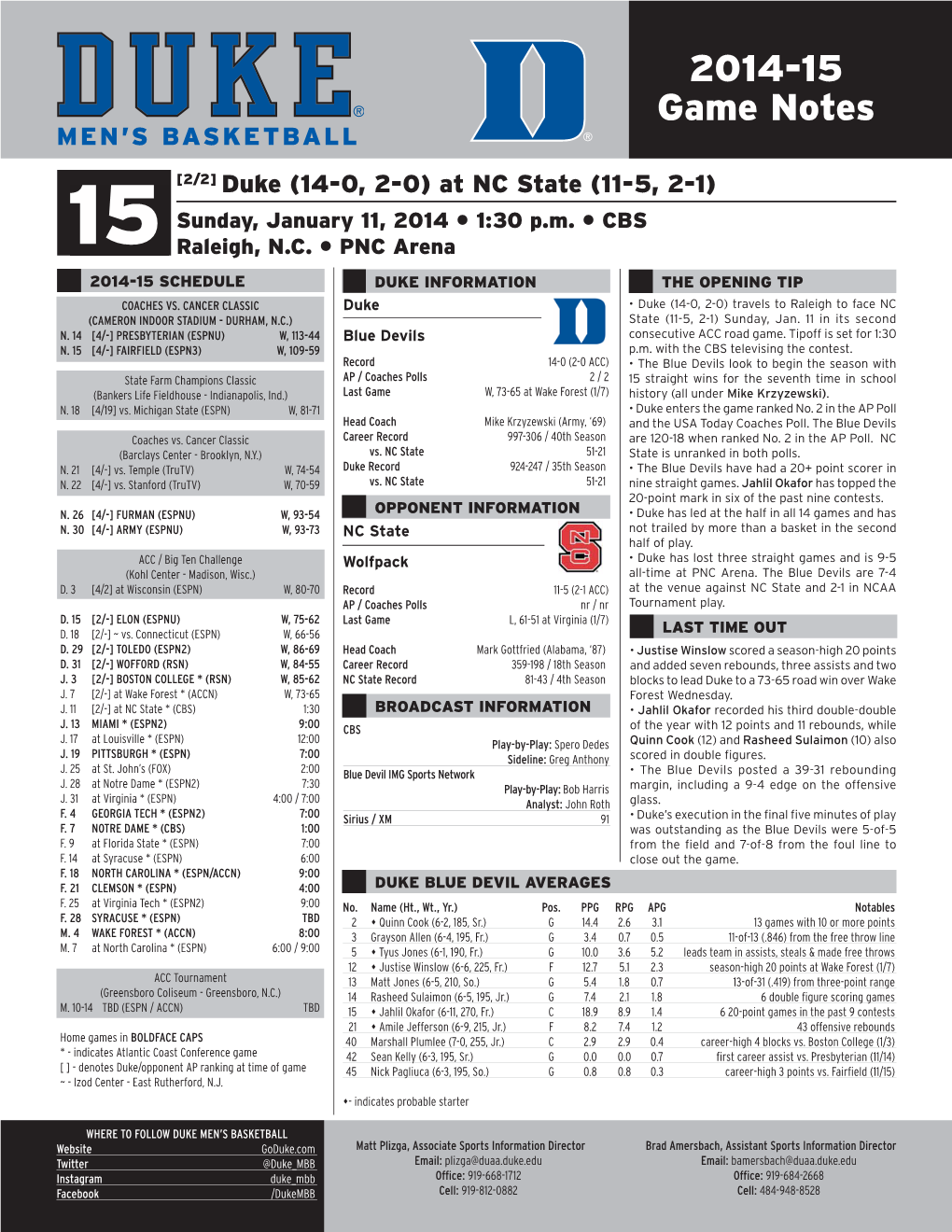 2014-15 Game Notes.Indd