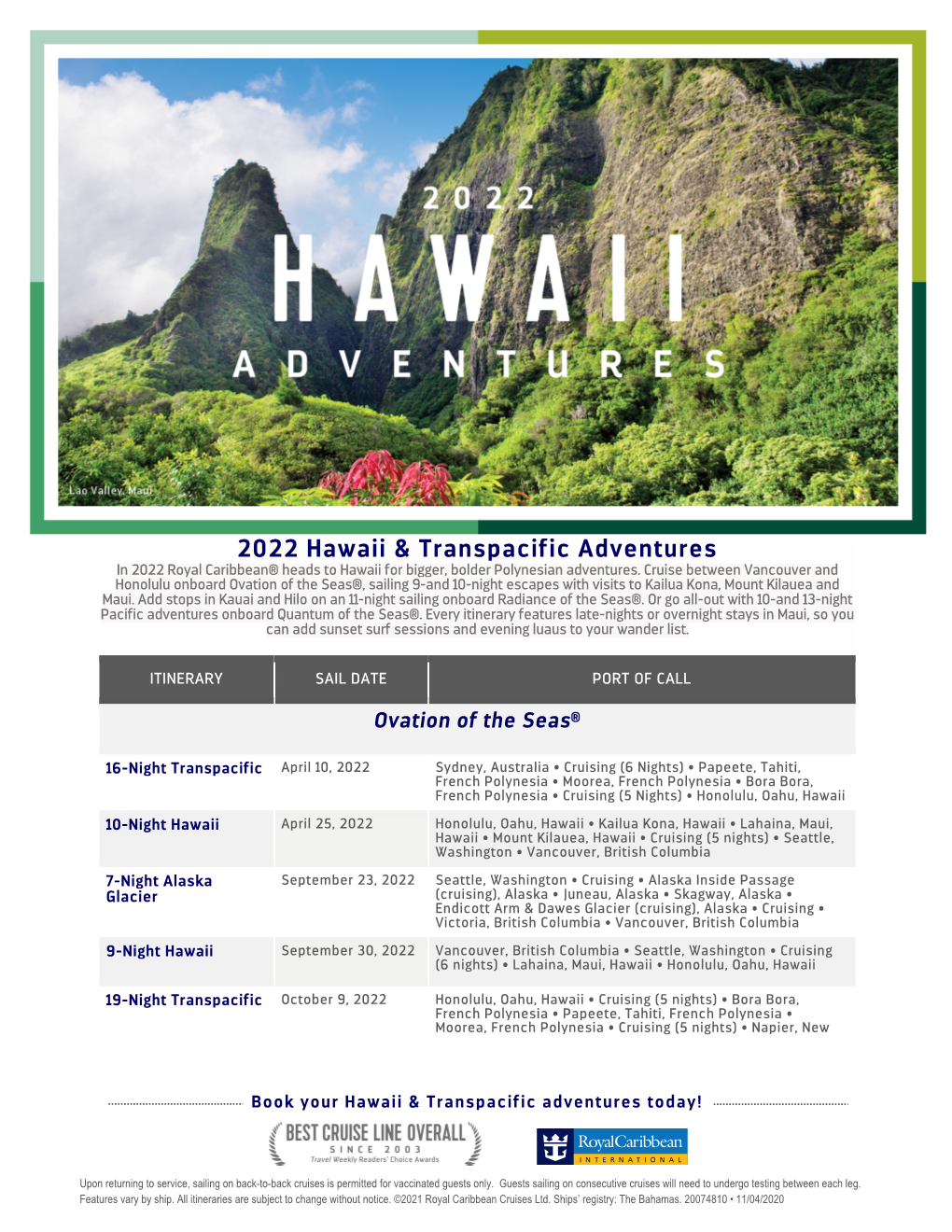2022 Hawaii & Transpacific Adventures