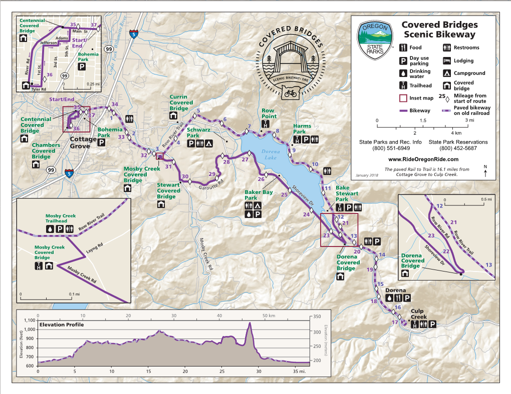 Covered Bridges E X T Bridge Main St T E 5 Adams M Scenic Bikeway a Start/ L L Jefferson I