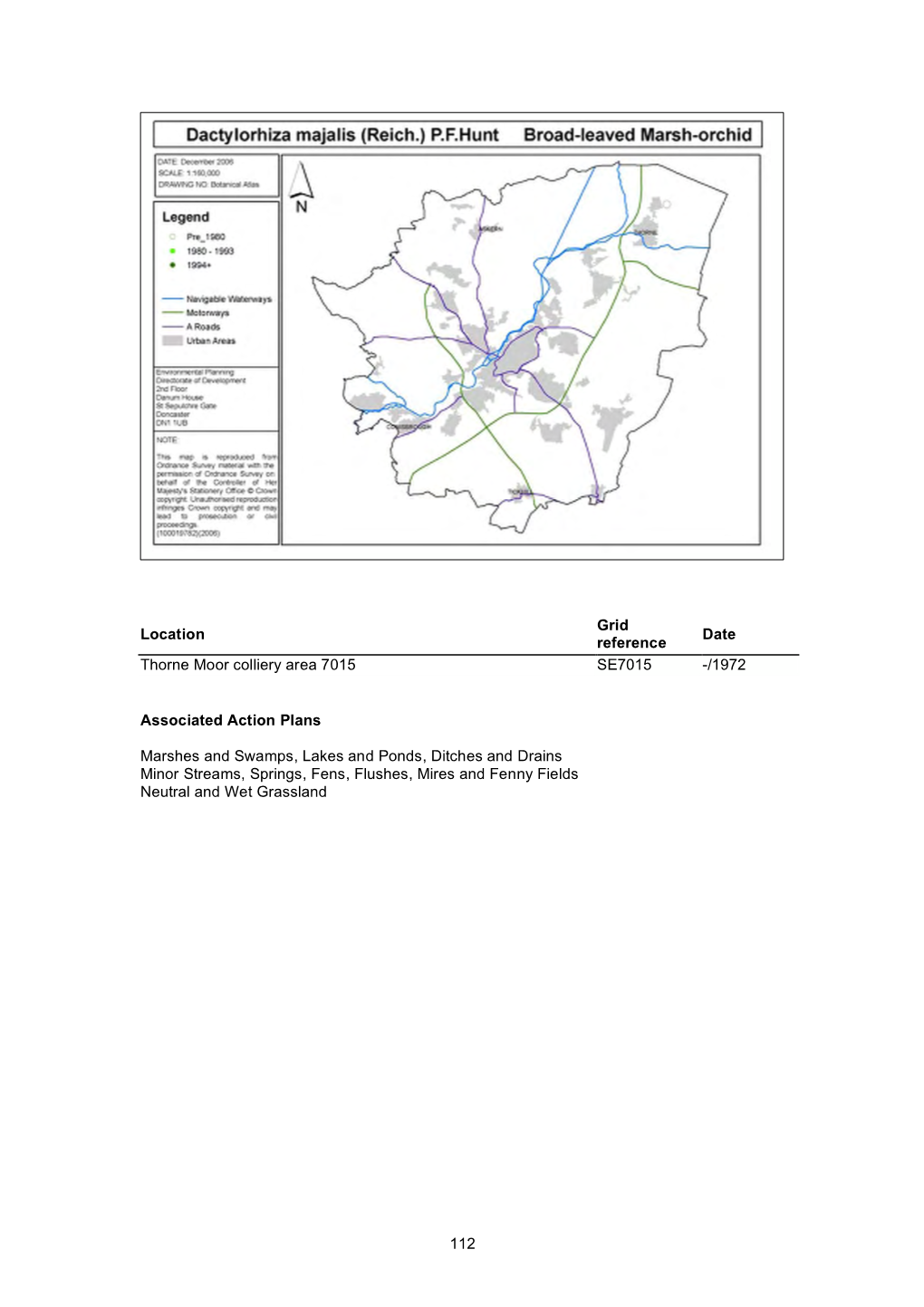 112 Location Grid Reference Date Thorne Moor Colliery Area 7015