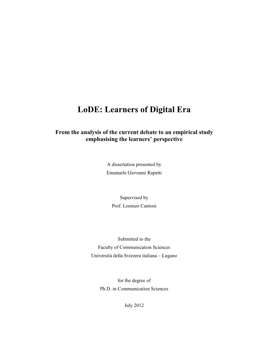 Lode: Learners of Digital Era