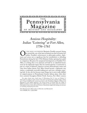 Indian “Loitering” at Fort Allen, 1756–1761