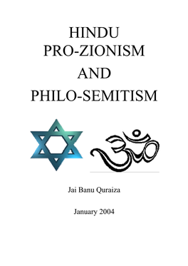 Hindu Pro-Zionism and Philo-Semitism