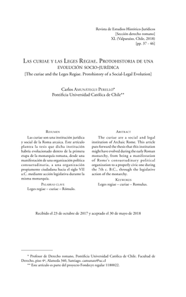 [The Curiae and the Leges Regiae. Protohistory of a Social-Legal Evolution]