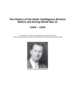 The History of the Radio Intelligence Division Before and During World War II