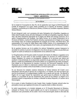 XXXII COMITÉ DE INTEGRACIÓN LOS LAGOS CHILE - ARGENTINA Concepción, 25 Y 26 De Septiembre De 2014