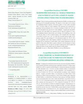 Azospirillum Brasilense FAVORS MORPHOPHYSIOLOGICAL CHARACTERISTICS and NUTRIENT ACCUMULATION in MAIZE CULTIVATED UNDER TWO WATER