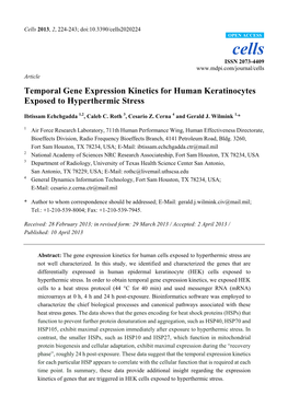 Temporal Gene Expression Kinetics for Human Keratinocytes Exposed to Hyperthermic Stress