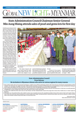 State Administration Council Chairman Senior General Min Aung Hlaing Attends Sales of Pearl and Gems Lots for First Day