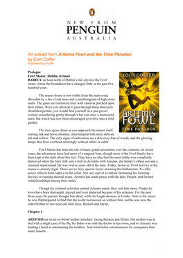 An Extract from Artemis Fowl and the Time Paradox by Eoin Colfer Published by Puffin