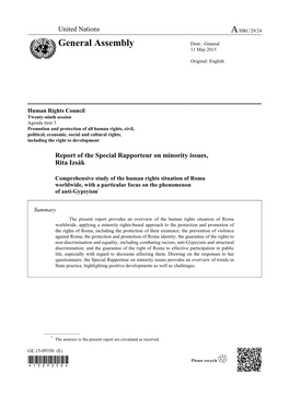 Report of the Special Rapporteur on the Human
