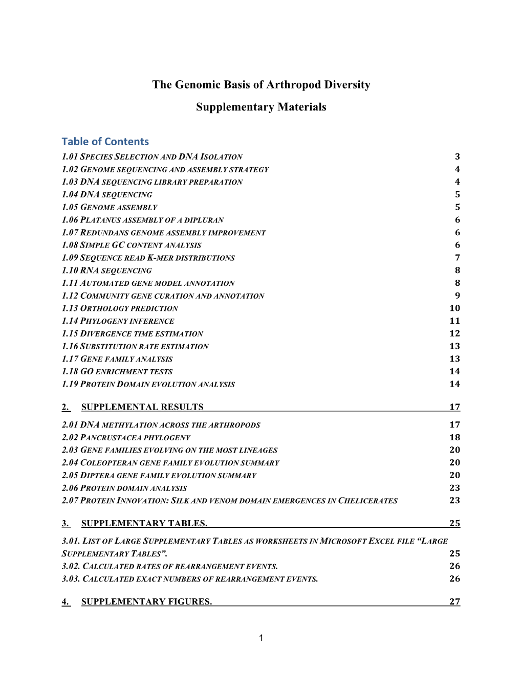 The Genomic Basis of Arthropod Diversity Supplementary Materials