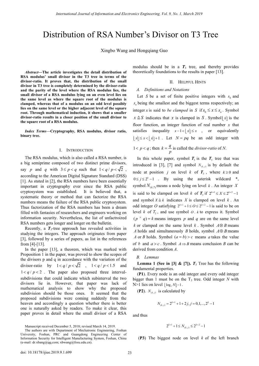 Distribution of RSA Number's Divisor on T3 Tree