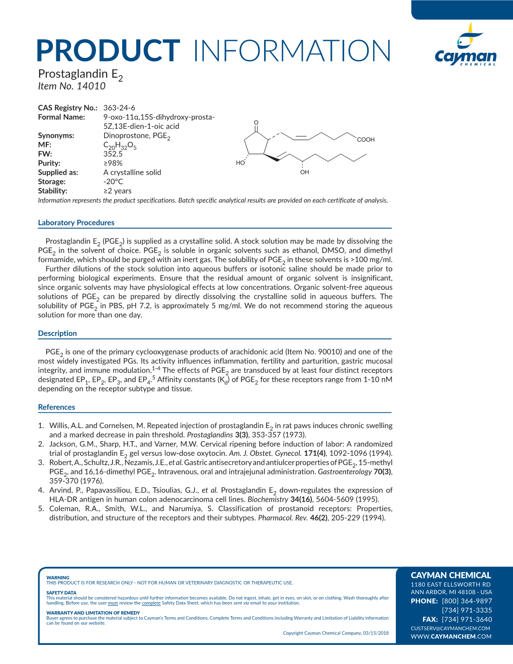 Prostaglandin E2 Item No