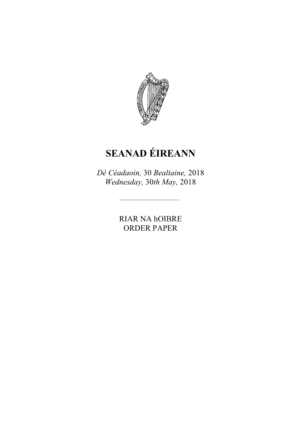 Seanad Order Paper