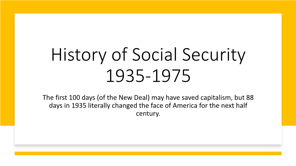 History of Social Security 1935-1975