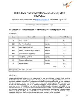 ELIXIR​​Data​​Platform​​Implementation​​Study​​2018