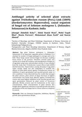 Antifungal Activity of Selected Plant Extracts Against Trichothecium