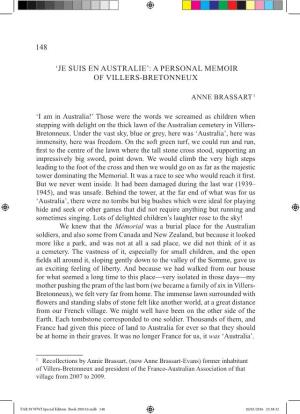 148 'Je Suis En Australie': a Personal Memoir of Villers-Bretonneux