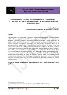 International Journal of Humanities and Cultural Studies Issn 2356-5926