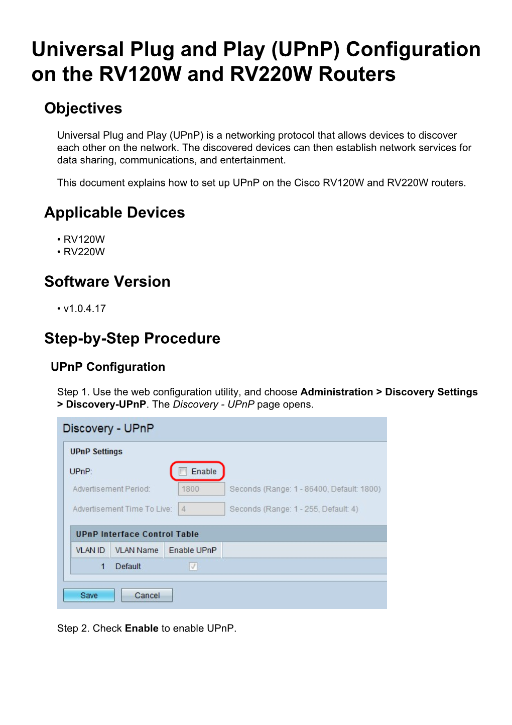 Universal Plug and Play (Upnp) Configuration on the RV120W and RV220W Routers