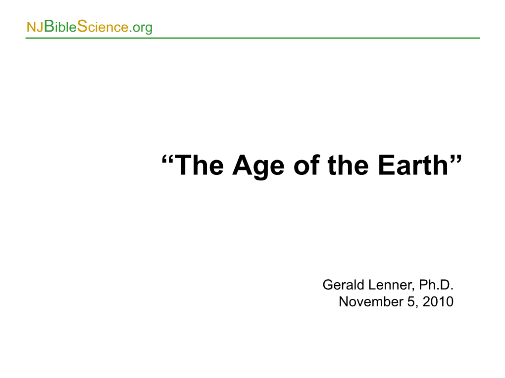 The Age of the Earth”