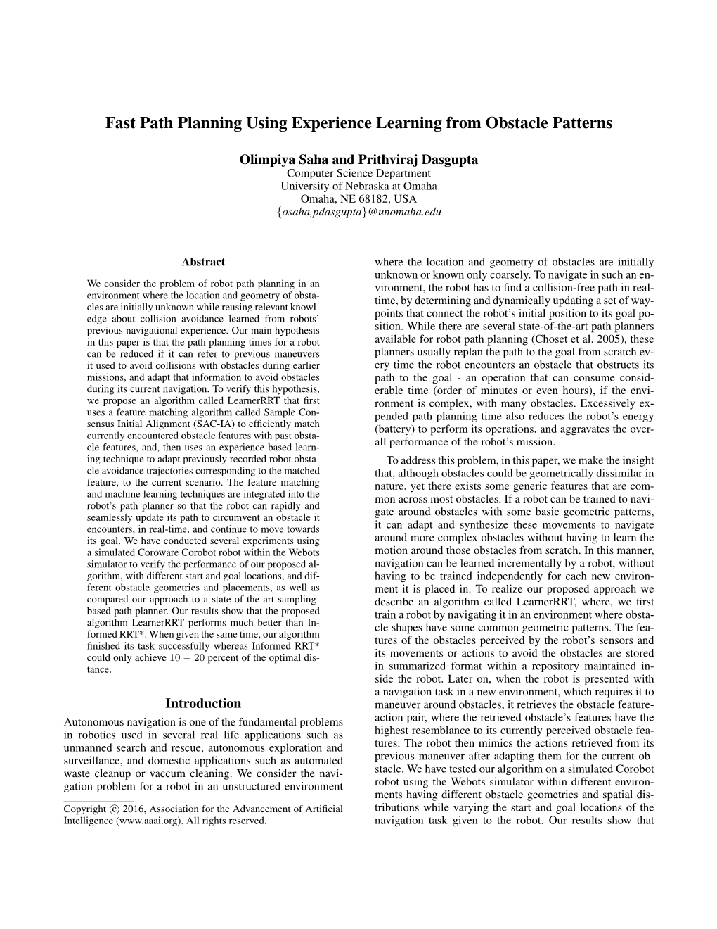 Fast Path Planning Using Experience Learning from Obstacle Patterns