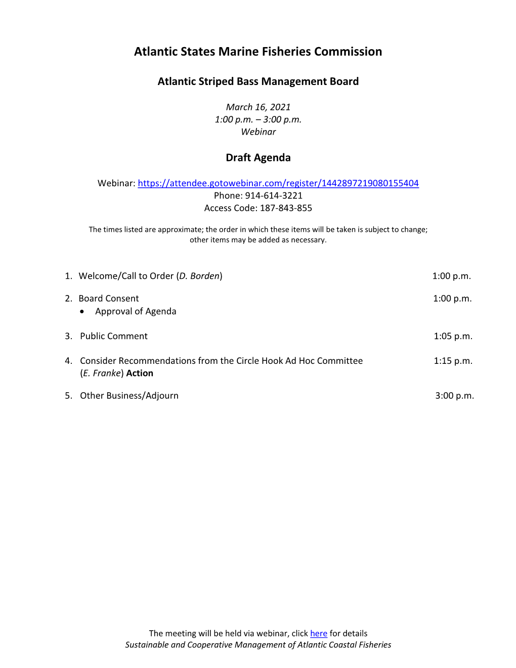 Agenda and Meeting Materials