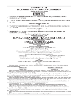 HONDA GIKEN KOGYO KABUSHIKI KAISHA (Exact Name of Registrant As Specified in Its Charter) HONDA MOTOR CO., LTD