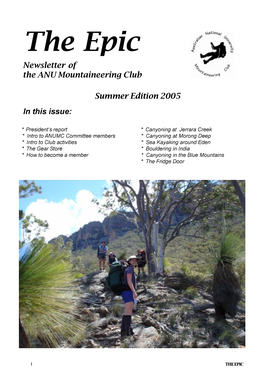 The Epic Newsletter of the ANU Mountaineering Club