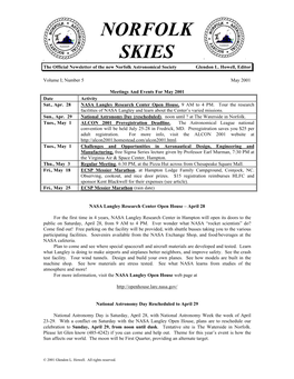 NORFOLK SKIES NAS Logo NAS Logo the Official Newsletter of the New Norfolk Astronomical Society Glendon L