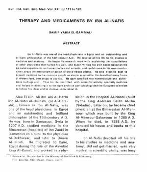 Therapy and Medicaments by Ibn Al-Nafis