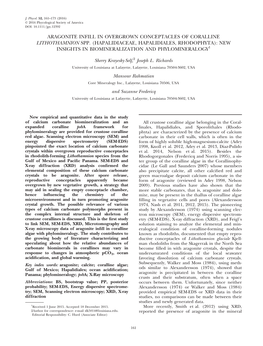 Aragonite Infill in Overgrown Conceptacles of Coralline Lithothamnion Spp