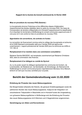 Bericht Der Gemeinderatssitzung Vom 11.02.2020