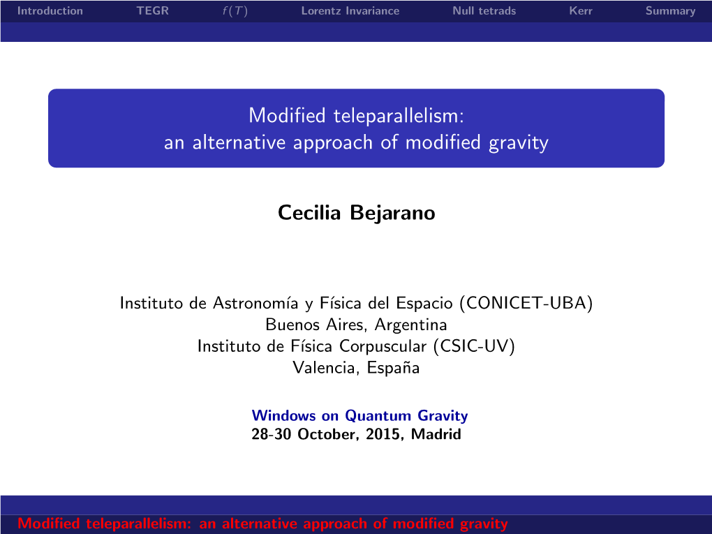 Modified Teleparallelism