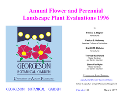 Annual Flower and Perennial Landscape Plant Evaluations 1996
