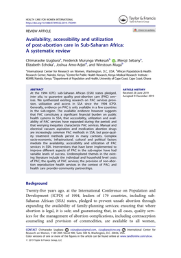 Availability, Accessibility and Utilization of Post-Abortion Care in Sub-Saharan Africa: a Systematic Review