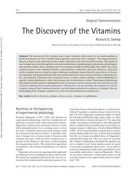 The Discovery of the Vitamins Richard D