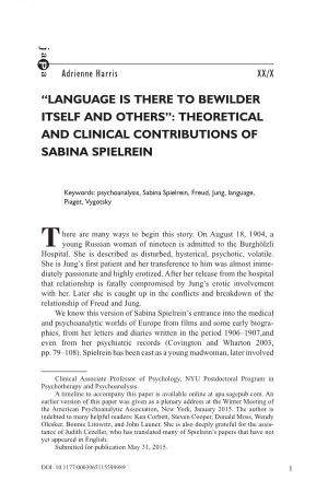 Theoretical and Clinical Contributions of Sabina Spielrein